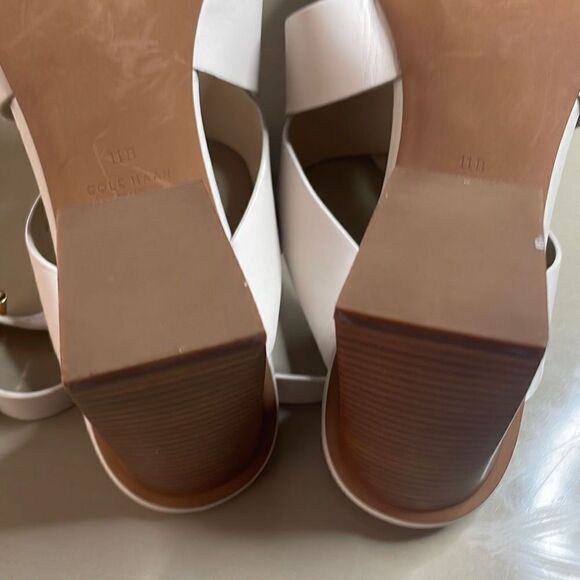 Cole Haan Cynthia Block Heel Sandal Leather W18138 Pumice Stone 11 - Picture 10 of 12